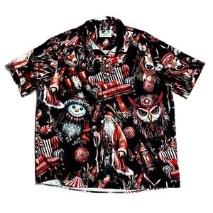 Aloha Daddy Hawaiian ~Men’s X-Large ~ Black & Red ~ Christmas/ Snowman/Owl Shirt